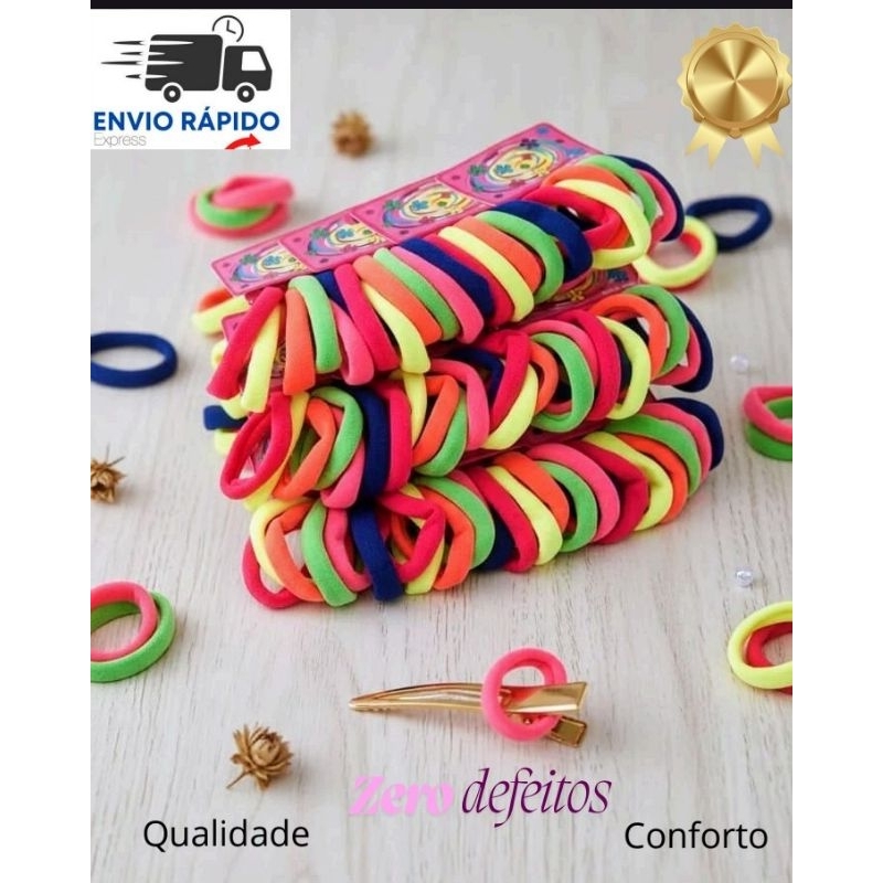 Kit Elástico 72 unidades Rabicó para cabelo ,Tipo Meia Xuxinha moda infantil ou adulto em Oferta na Shopee