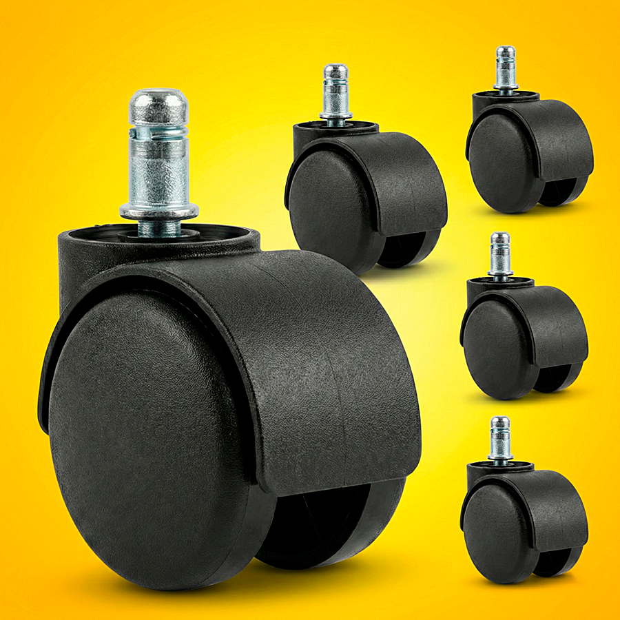 Imagem Kit 5 Rodízios Rodinhas Para Cadeira de Escritório Gamer 50mm Nylon