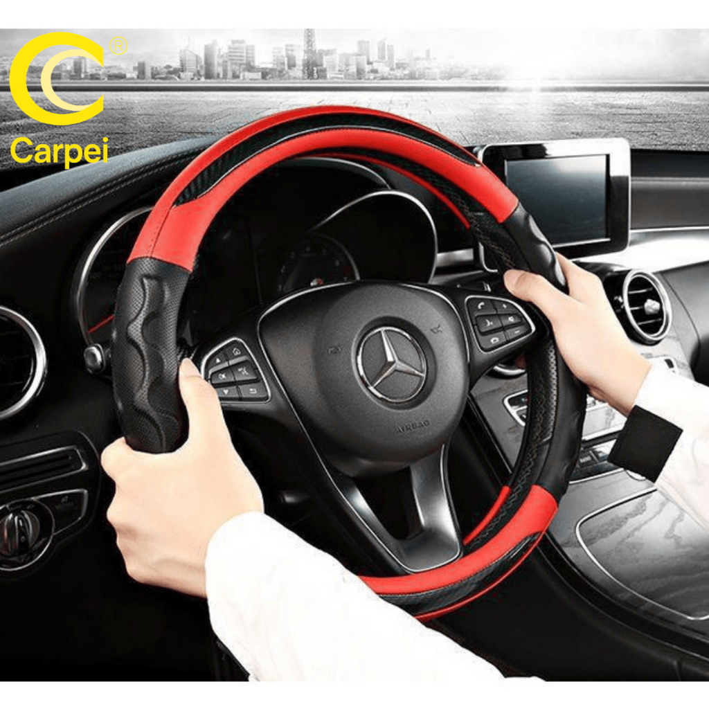 Capa Para Volante Universal 38cm Antiderrapante Fibra Carbono Respirável Para Carro