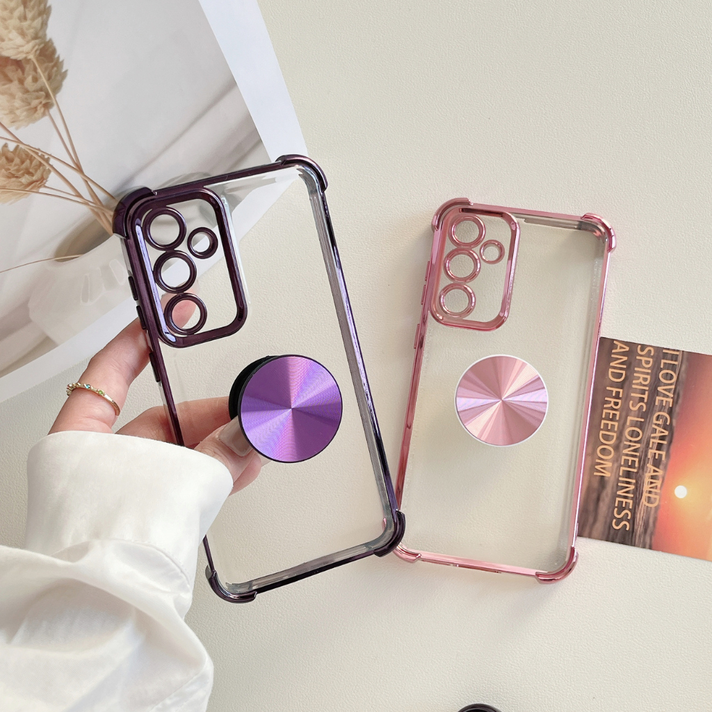 Capinha Transparente Samsung A04S A05 A14 A15 A25 A24 A34 A35 A54 A55 M55 Colorida com Suporte Pop