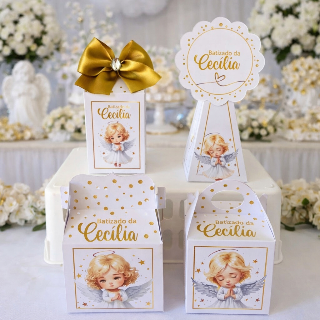 20 Lembrancinhas Meu Batizado menina pegue e monte/personalizados/kit festa /caixinhas/aniversário