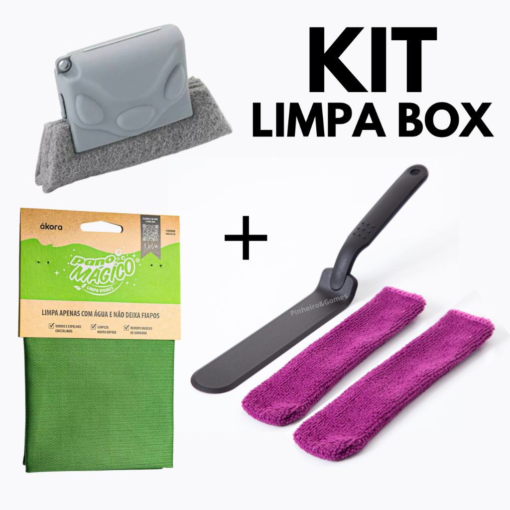 KIT Limpa Vãos + Escova Limpador Janela + Pano Mágico Ákora Limpa Vidro Original