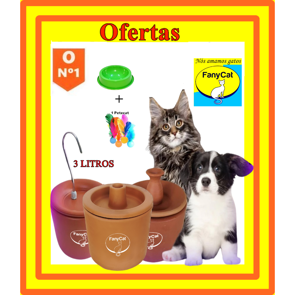 Bebedouro Fonte Gatos em Cerâmica 3 modelos 3L em Oferta na Shopee