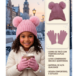 Kit Touca e Luvas Infantil 4 a 8 anos Inverno Frio Criança Escola Viagem Férias Quentinho em Oferta na Shopee