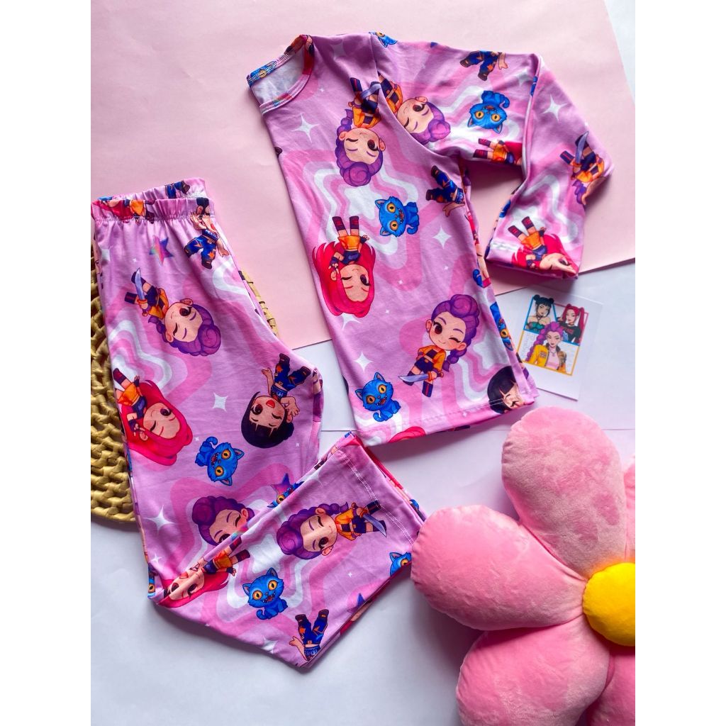 Pijama Infantil Manga longa com calça- K POP ROSA, Suede Premium