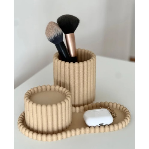 Kit 3 pecas Organizador moderno PORTA LAPIS PINCEL MAQUIAGEM  Minimalista Porta Pincel Organizador de mesa Impressao 3d