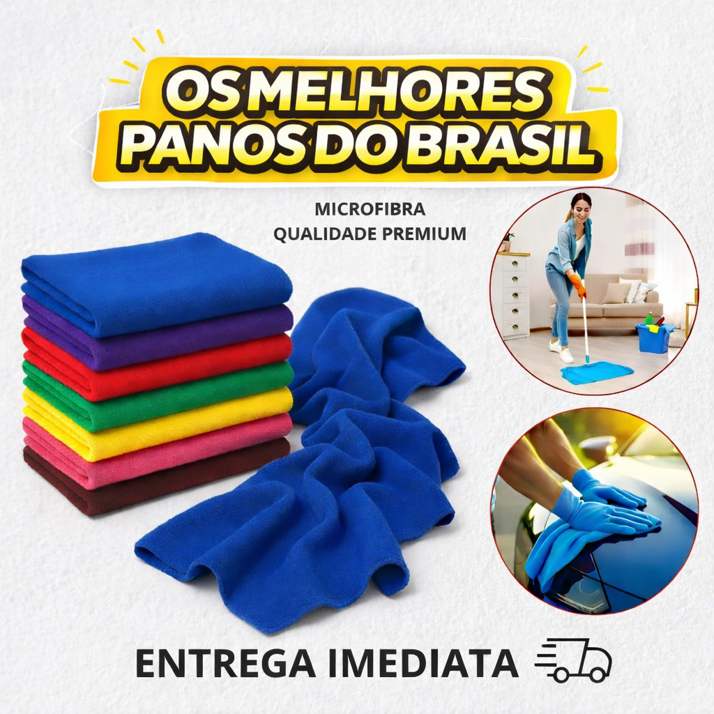 Kit 10 Un Pano De Chão Microfibra Gigante 60x80 Multiuso Automotivo Casa Limpeza Chão Vidros Top!!!!