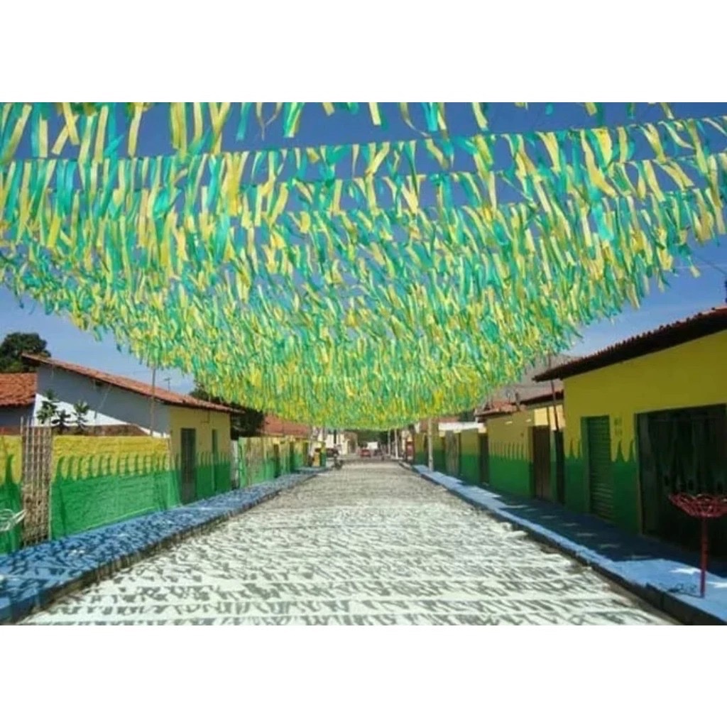 100 metros Fita Faixa Decorativa Copa do Mundo Verde e Amarelo