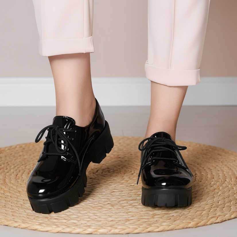 Oxford Feminino Tratorado Plataforma Cano Curto Moda Lolita Europa Ref: 3001