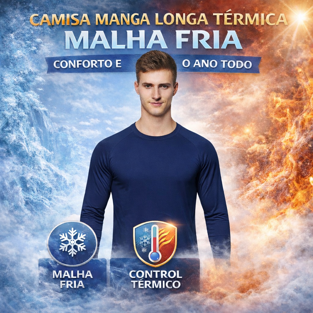 Camisa Masculina Manga Longa Malha Fria UV proteção solar – Estilo, Conforto e Proteção!