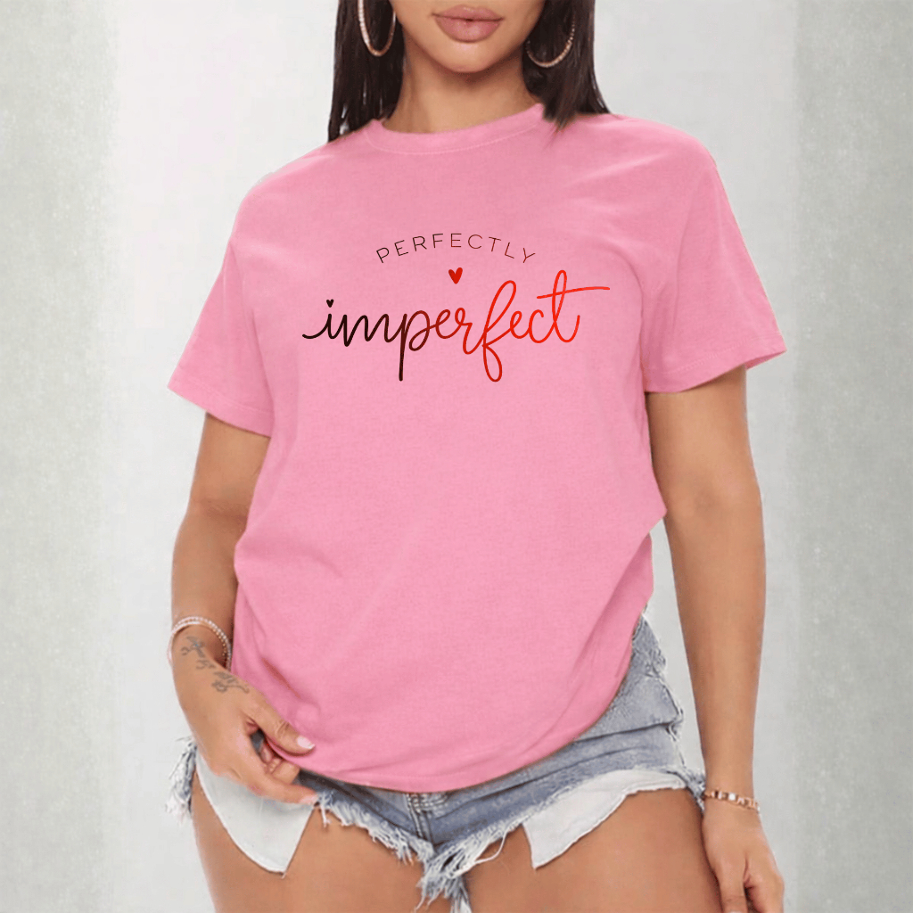 Camiseta Feminina Estampada Perfeita Imperfeita Moda Feminina Blusa Dia a Dia Academia Casual