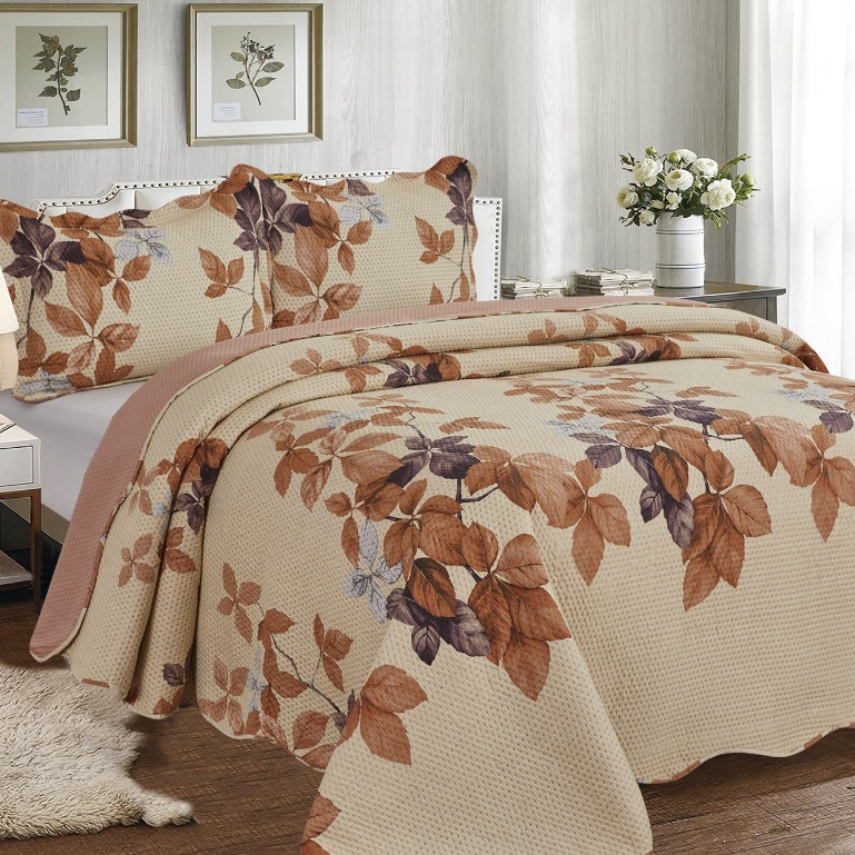 Kit Colcha Cobre Leito King 3 Peças Estampada