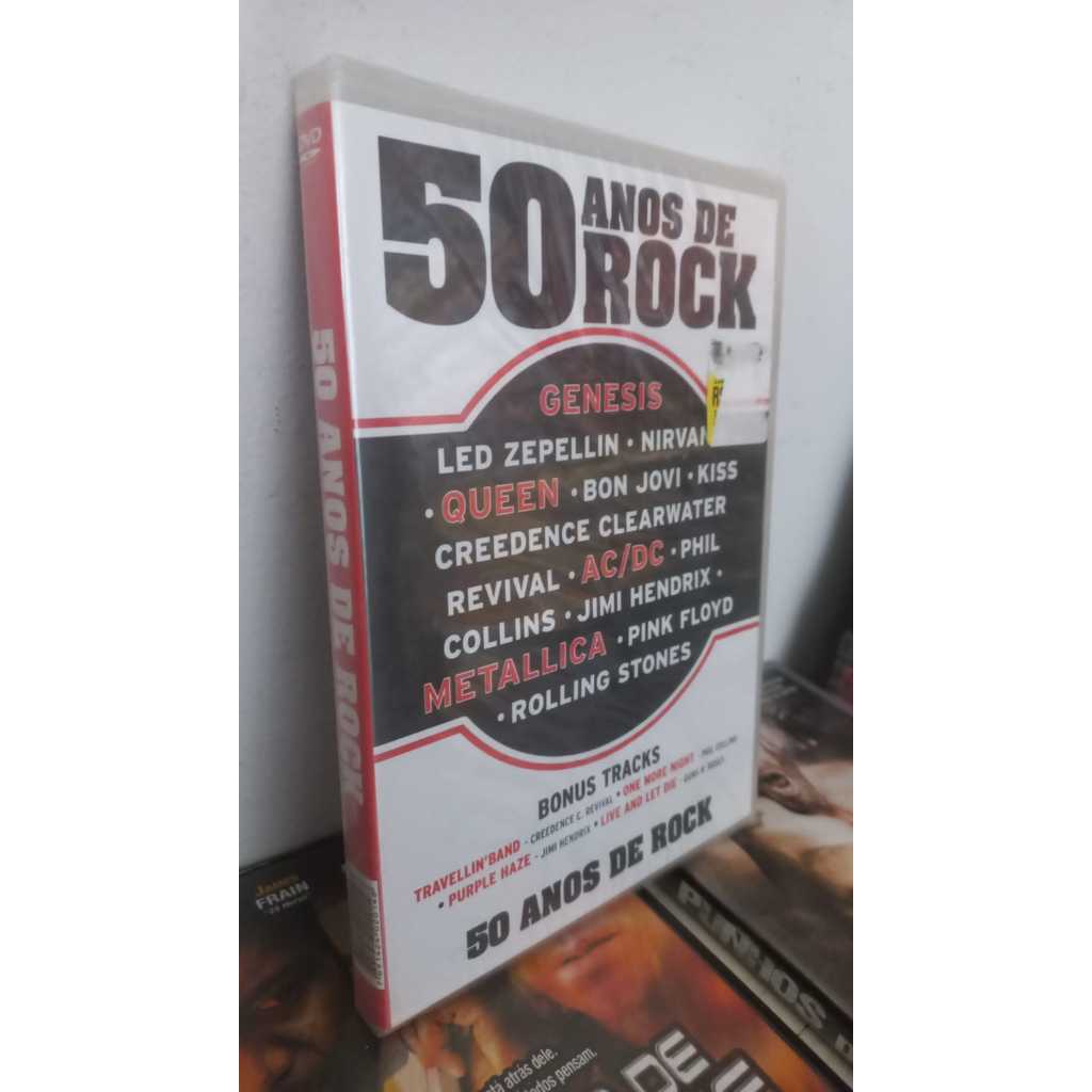 DVD (Lacrado) 50 Anos de Rock Live Coletânea  Queen, AC/DC, Nirvana  Genesis Led Zepellin Jiss Metallica Pink Floyd Phil