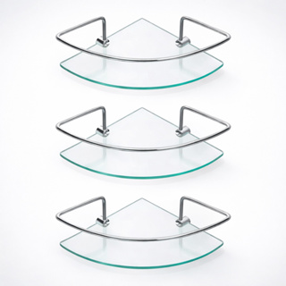 Kit Porta Shampoo Suporte De Banheiro Canto Prateleira de Vidro Incolor ou Fumê 6mm Parede Box em Oferta na Shopee