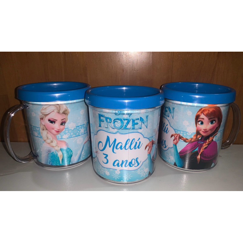 10 canecas acrílica personalizada para festa infantil lembrancinha Frozen
