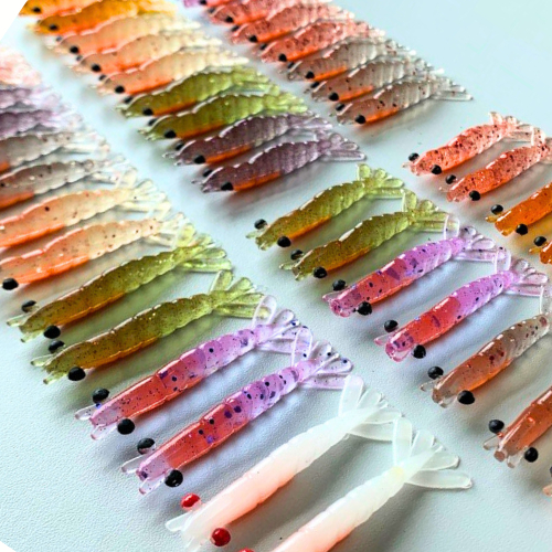Kit 30 Camarões Artificiais Ovados + 10 Jig Heads – DKV Soft Baits