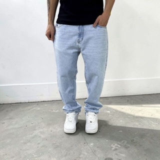 Calça Baggy Balão Jeans Azul Claro Retrô Cós de Botão em Oferta na Shopee