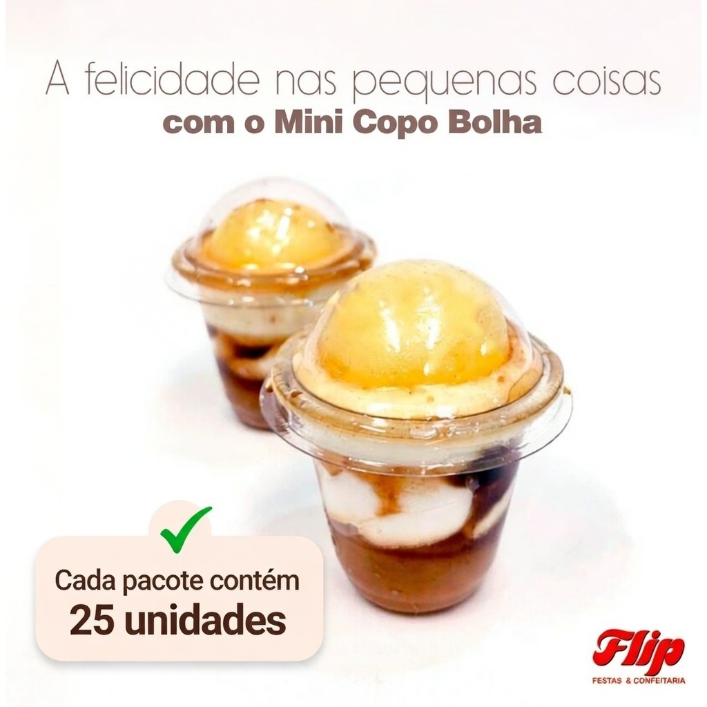 Kit Blister Mini Copo Bolha 25 mL | Doce Festa Confeitaria Aniversário Comemoração Padaria