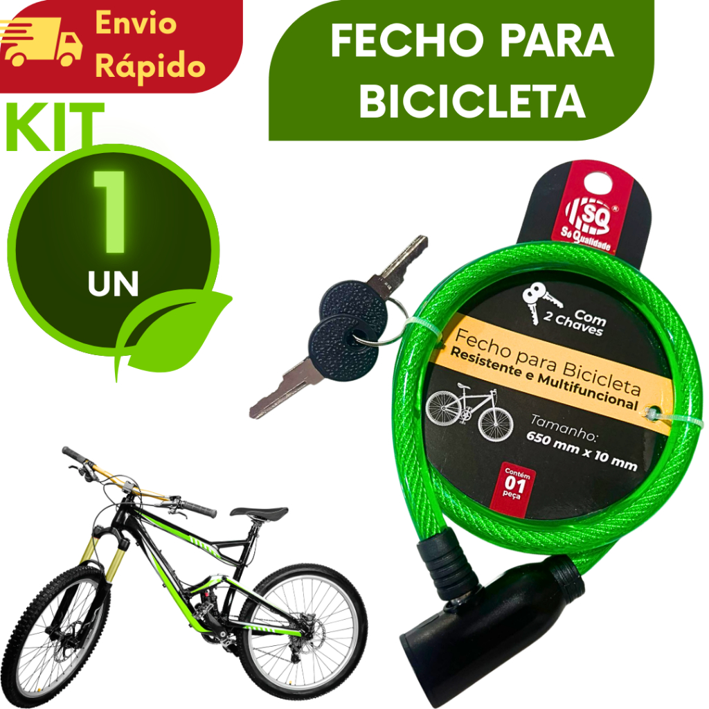 KIT (1/2/3/4/5) Cadeado Para Bicicleta e Moto Com Cabo De Aço Resistente e Multifuncional 65 Cm