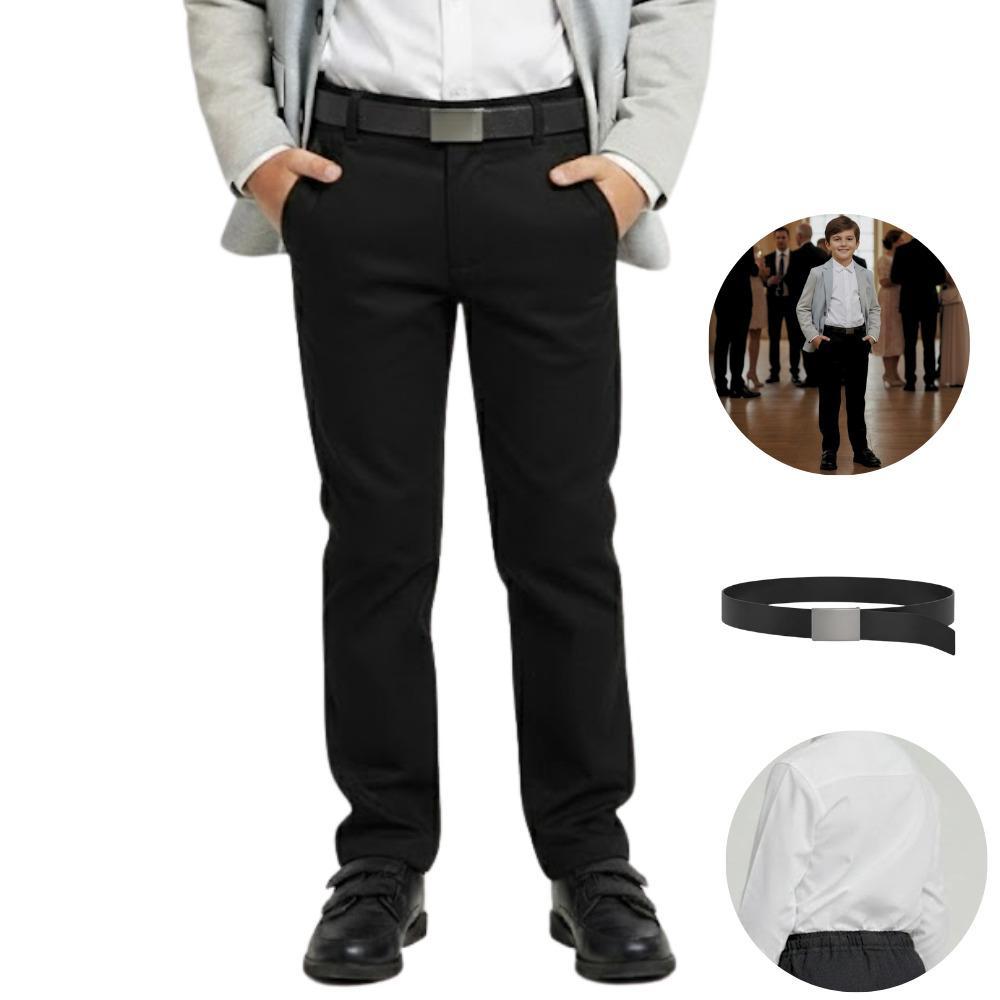 Calça Social Infantil Juvenil Menino Alfaiataria Slim Oxford C/ Bolso E Cinto Cor Preta Tam 02 Ao 14 em Oferta na Shopee