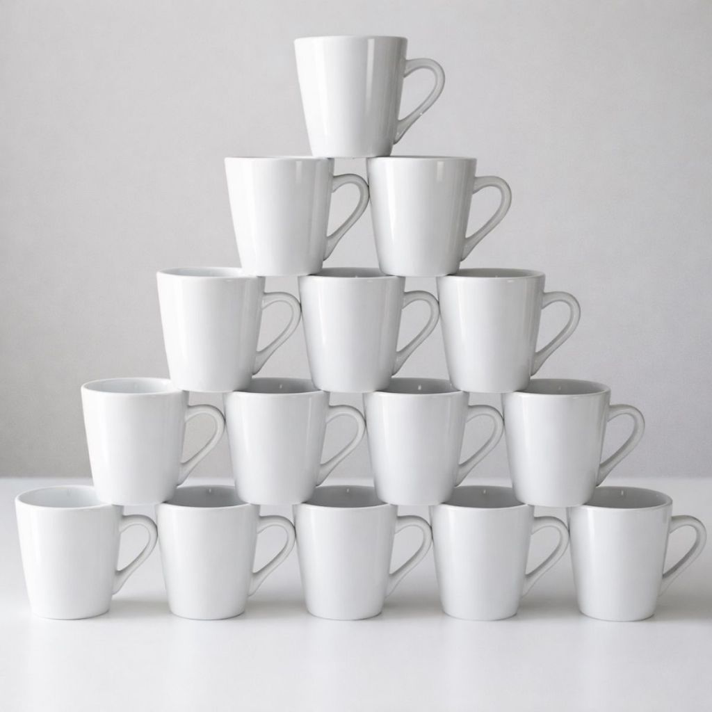 Kit Caneca Branca Tulipa 120ml Porcelana Xicara Chá Café Lisa Conjunto Elegante Moderno