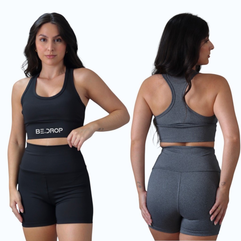 Conjunto de Academia Feminino Short + Top com Zero Transparência e Cintura Alta