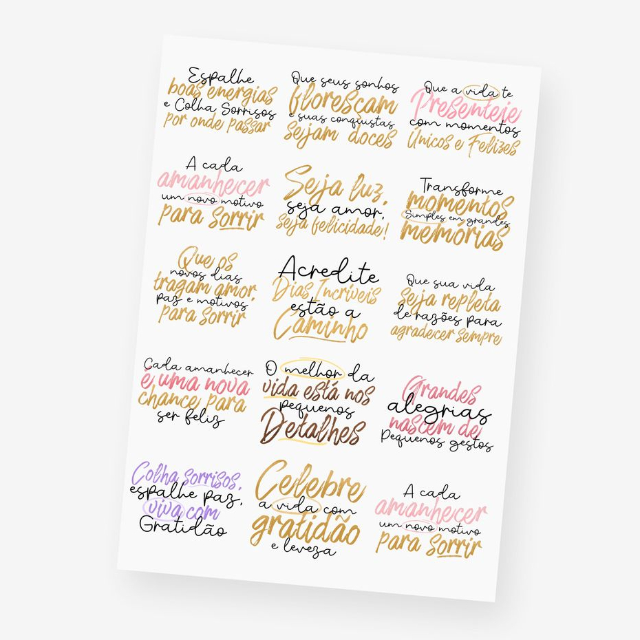 DTF UV Frases Motivacionais 5 A4–Adesivos para Produtos Rígidos em Oferta na Shopee