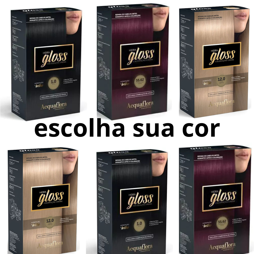 Tintura Acquaflora Hidra Gloss Creme  Cor Vibrante  Brilho Intenso  Hidratação