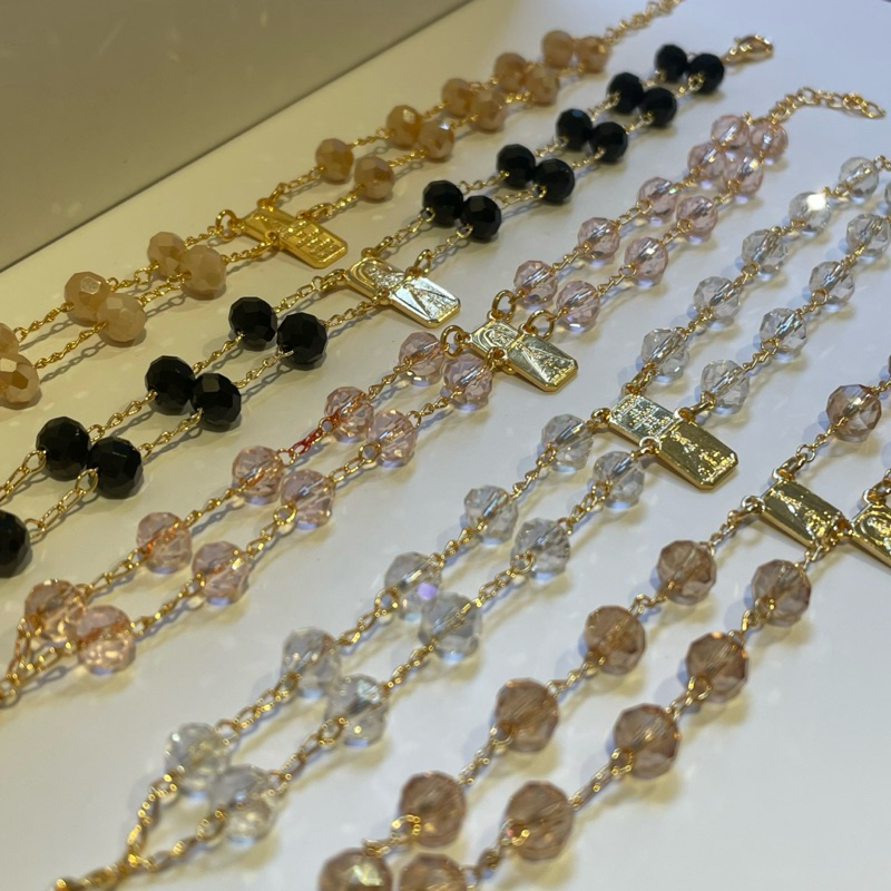 Pulseira Escapulário Cristal Folheada a Ouro 18k Nossa Senhora Aparecida envio imediato