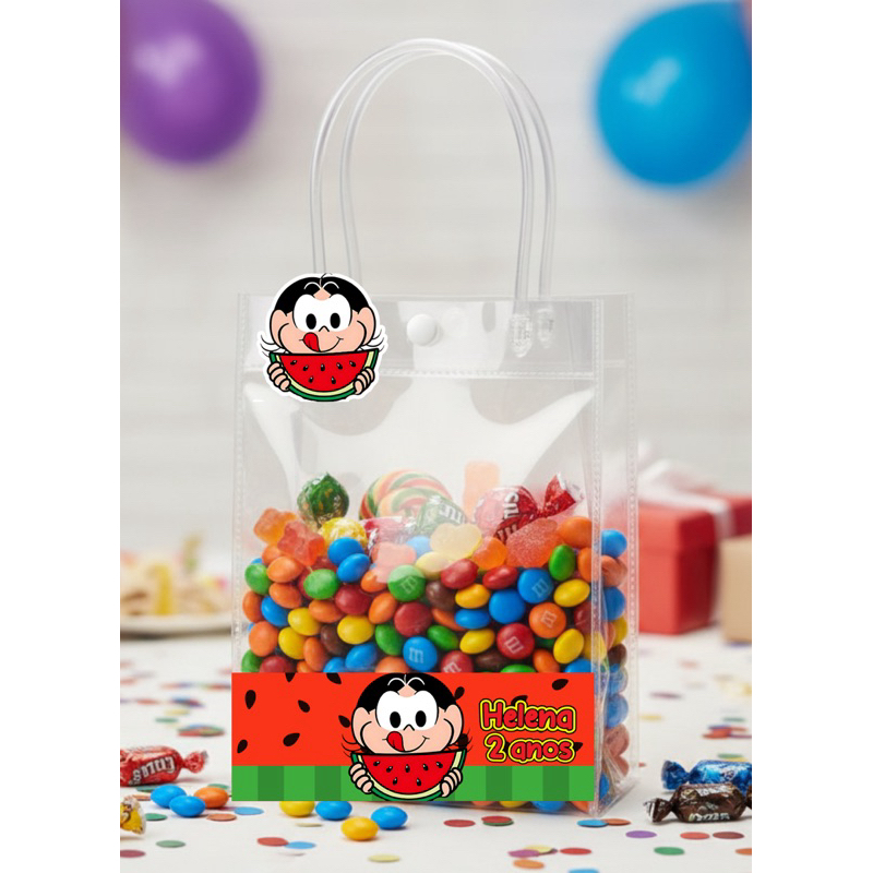 Adesivo + Tag  Personalizado Magali Para Sacolinha Transparente - Todos os Temas - Lembrancinha Infantil - Aniversário
