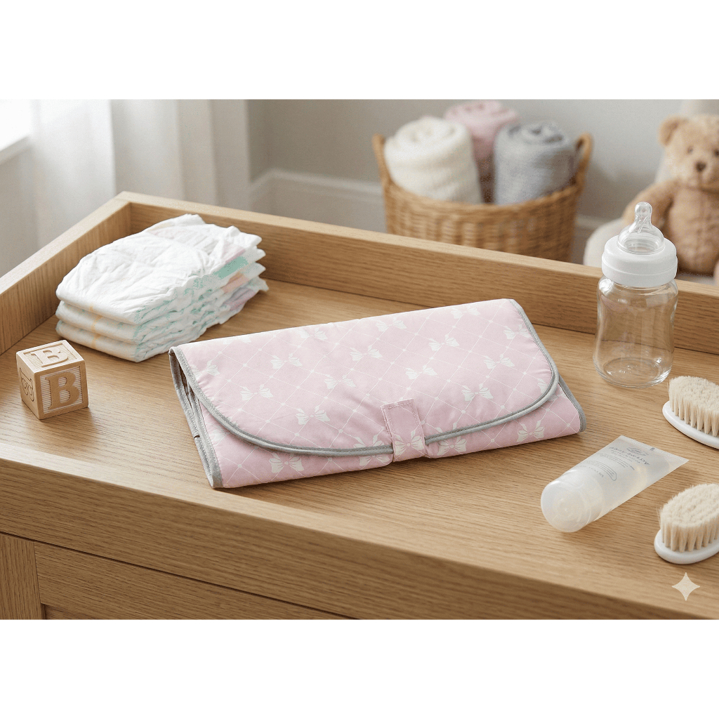 Trocador Portátil De Bebê Formato Carteira Impermeável Dobrável Com Velcro Estampado Com Alça