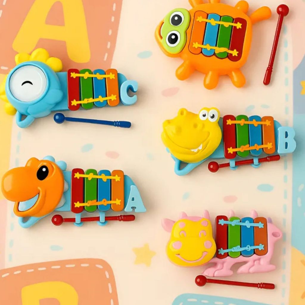 KIT 4 Xilofone Brinquedo Musical Bebê Infantil Educativo Animais Frutas Pedagógico em Oferta na Shopee