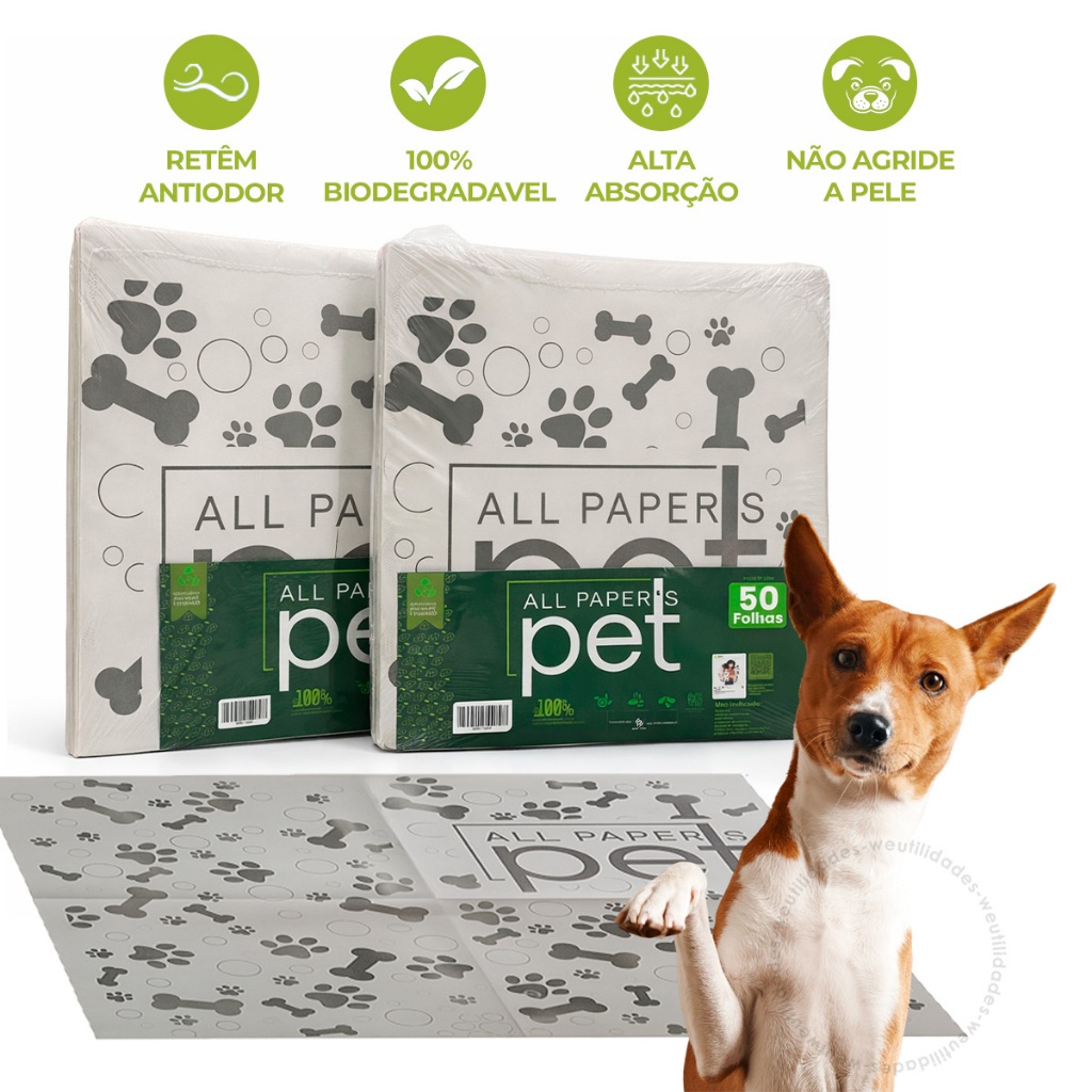 Kit Jornal Para Cachorro Higiênico Tapete 50 100 150 200 Folhas  Pet Folha Biodegradável Grandes