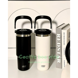 Garrafa Térmica 1200/900ML Com Alça Flip Tumbl Aço Inoxidável Isolamento Térmico Com Canudo em Oferta na Shopee