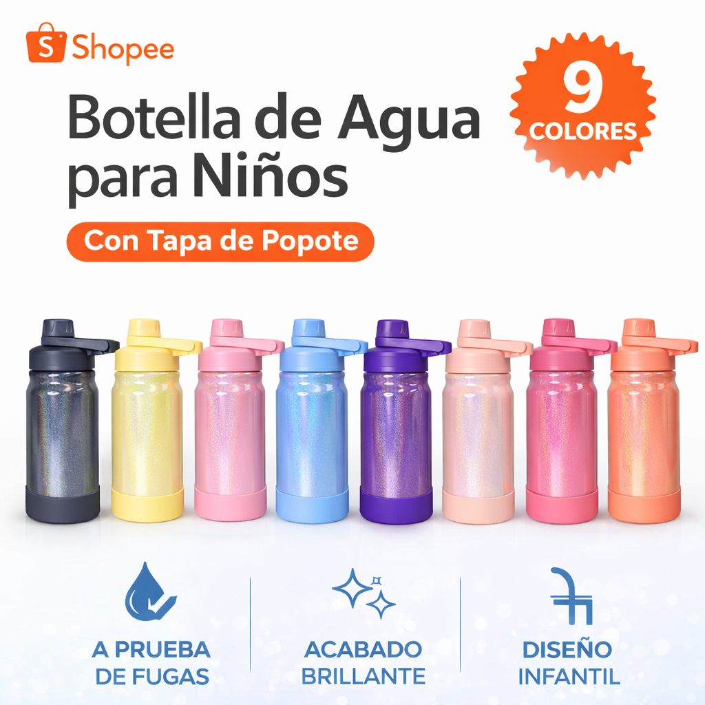 Garrafa de Água Infantil com Canudo Antivazamento 9 Cores Copo para Crianças Escola BPA Free