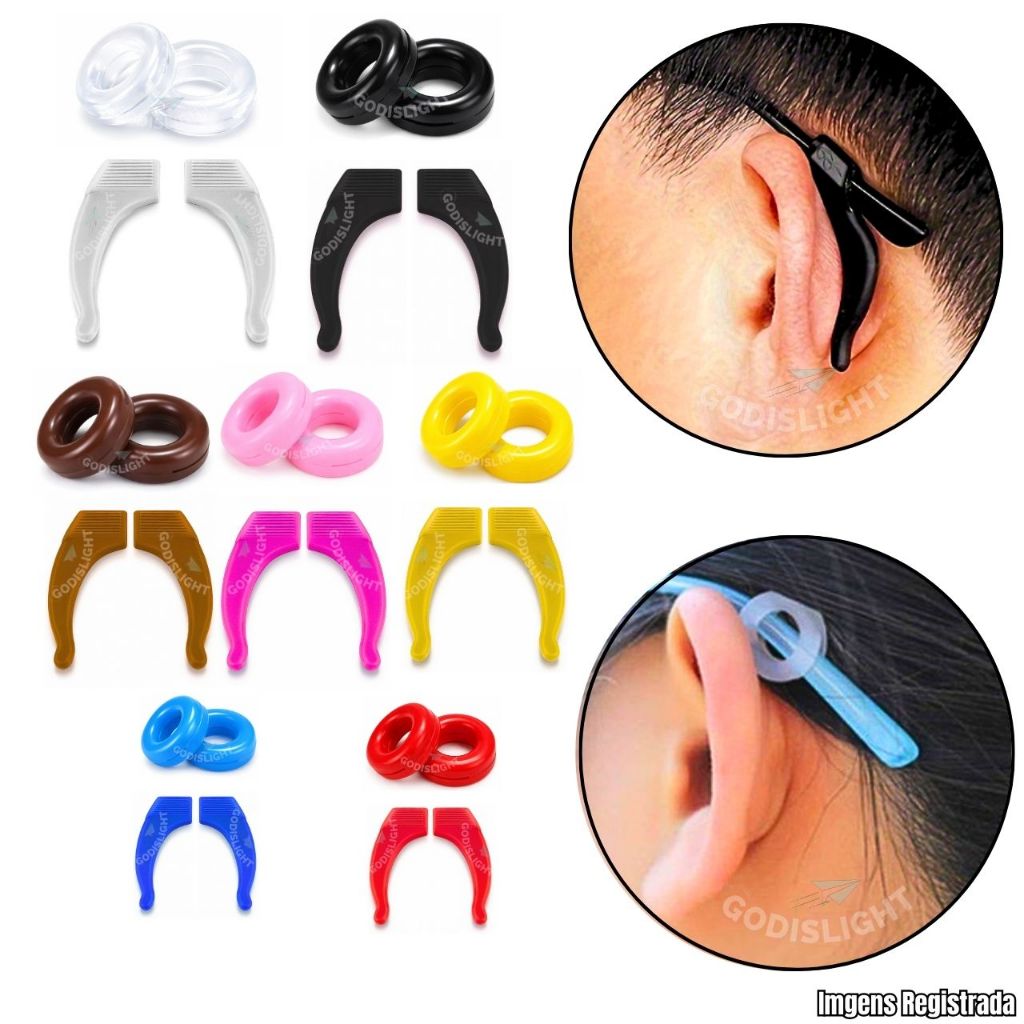 Kit Trava De Oculos 4 Un Redondo/ 4 Un Reto Suporte Para Não Cair Oculos Modelo Universal Varias Cor