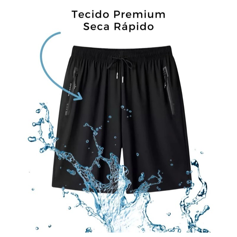 Kit 1/2 shorts Bermuda Praia Masculino Premium Secagem Rápida Verão Esporte Academia Corrida Bolsos Com Ziper