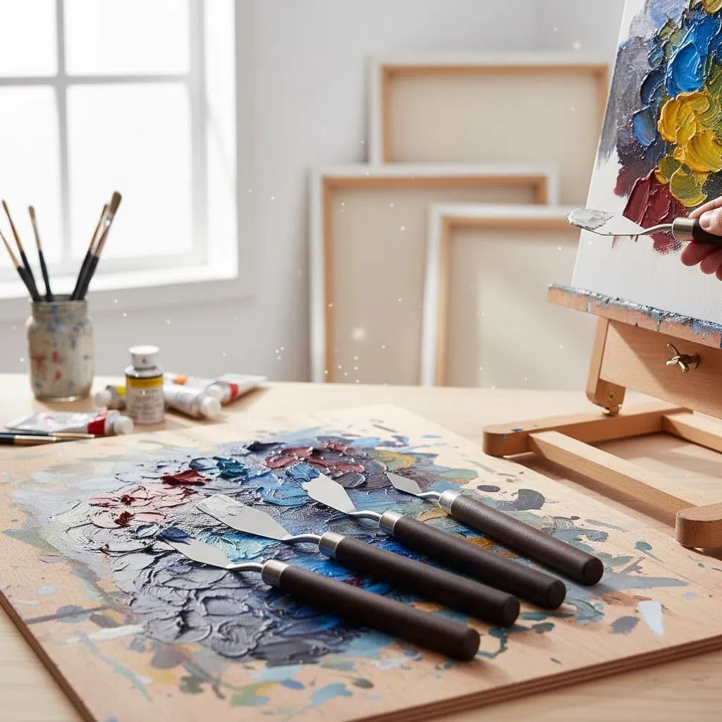 7 pcs Conjunto Faca para Pintura a Óleo Artística - Aço Inoxidável, Espátula Artista e Ferramentas de Desenho