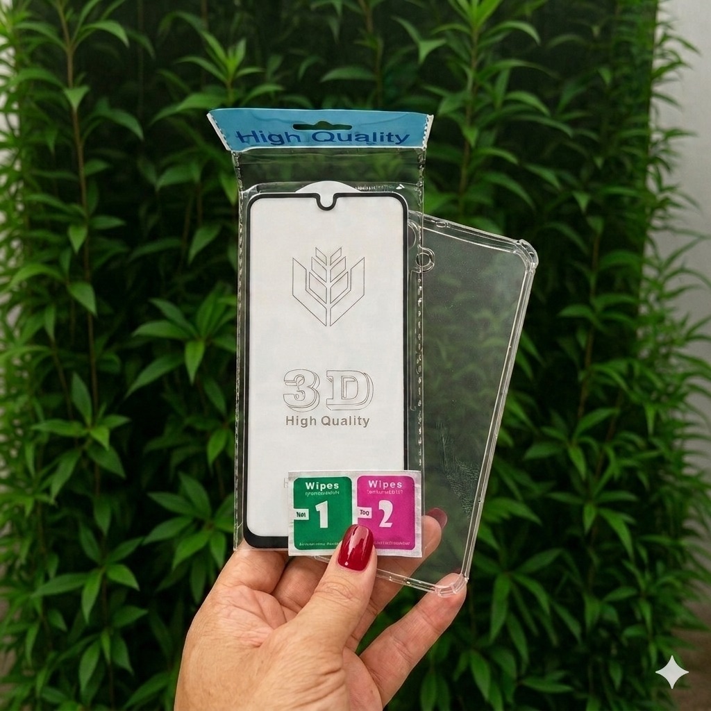 Kit Capa Capinha Transparente + Película 3D G06, G56 e G86  + Kit de Limpeza