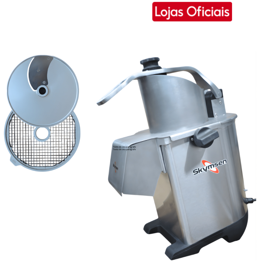 Processador de Alimentos Industrial Skymsen PA-7 PRO (Bivolt) + Kit Cubo Vinagrete KC5V - c/ 7 Discos