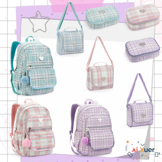 2027 Nova Kit Mochila Escolar Juvenil Feminina | Preppy Xadrez -TEEN JUST 1914