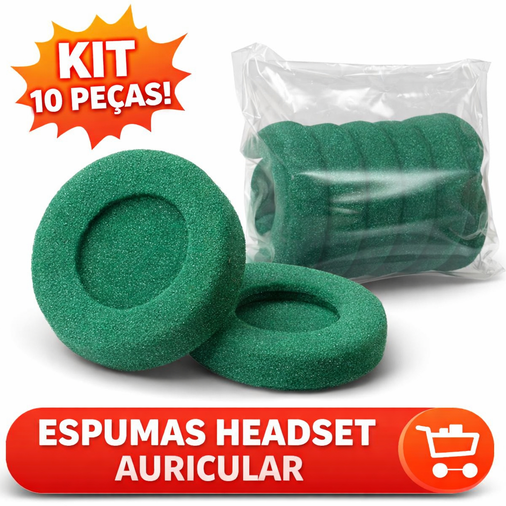 Espuma para Headset Intelbras Earset Unixtron Verde Kit 10 Almofada Auricular Reposição