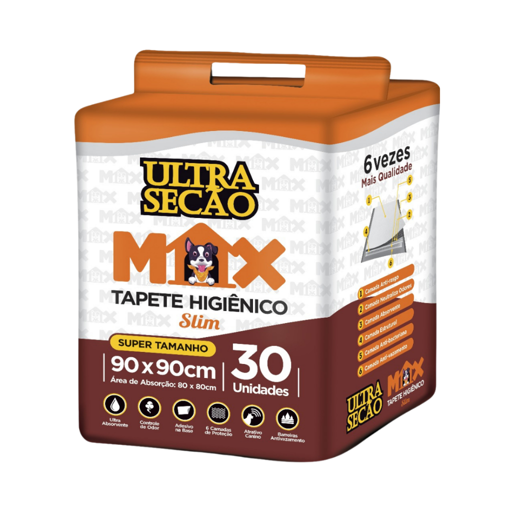 Tapete Higiênico 90x90 Grande Ultra Secão Slim Branco para Cães e Gatos Pets Grande - 30 unidades