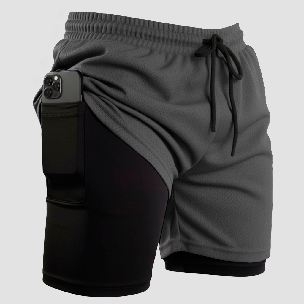 Bermuda Masculina Compreensão 2 Em 1 Short Esporte Academia  Futsal ciclismo caminhada