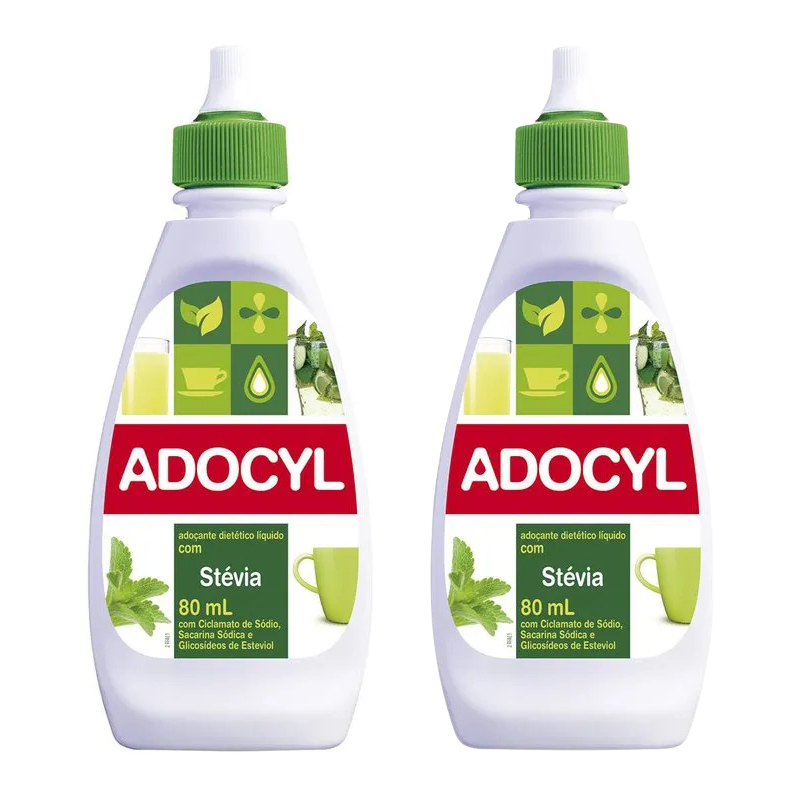 Kit C/2 Adoçante Líquido Adocyl Stevia 80ml