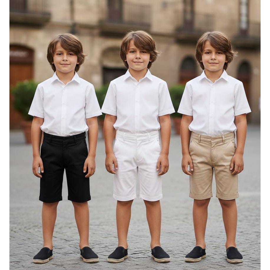 KIT 3 BERMUDAS INFANTIS MENINO SOCIAL BRIM ELASTANO COR ALFAIATARIA SLIM