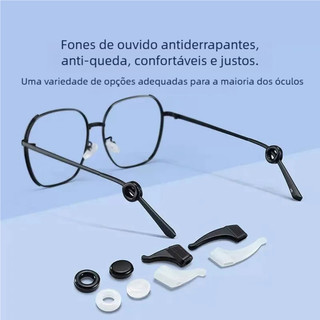 Gancho de Orelha Flexível Preto em Silicone para Haste de Óculos - Anti-Deslizante e Conf…