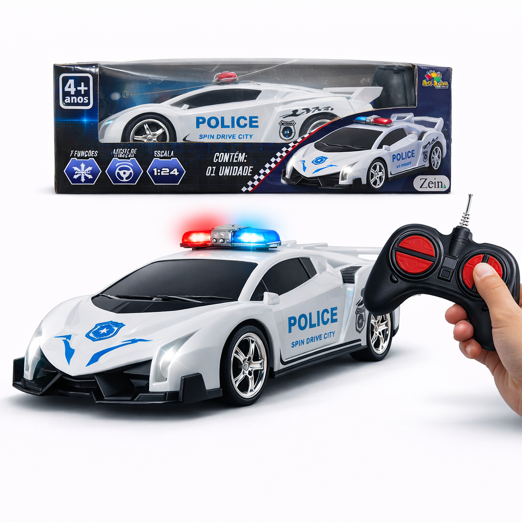 Carrinho de Controle Remoto Brinquedo Super Carro de Policia Carrinho 7 Funções Força Tática em Oferta na Shopee
