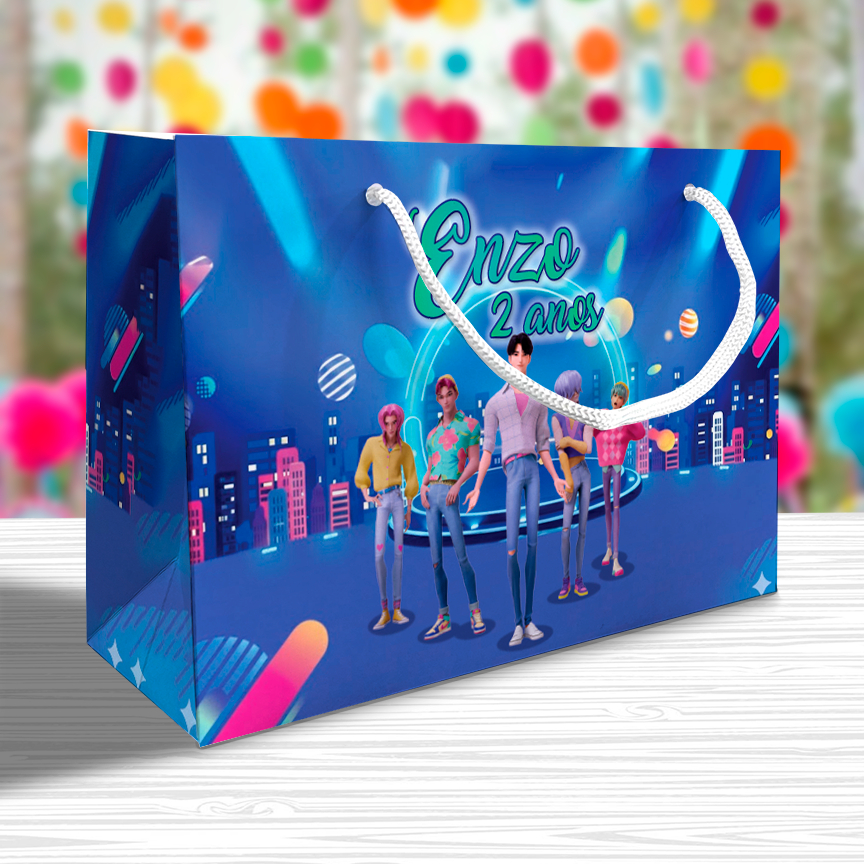 Sacolinha Saja Boys Personalizada Festa Lembrancinhas Kit Festa Kpop K-pop Guerreiras do Kpop Sacola Deitada Reta