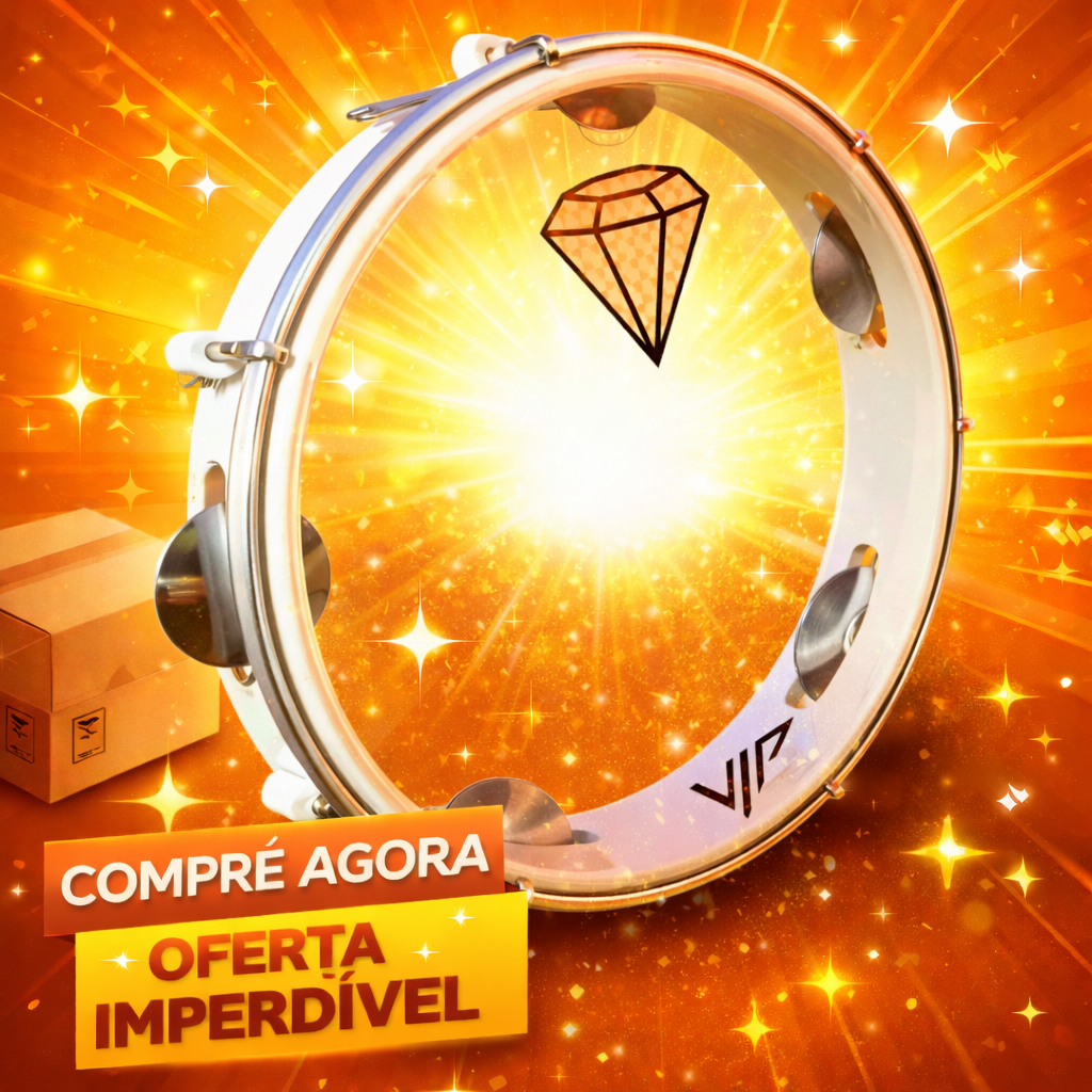 Pandeiro Profissional Vip 10 Cristal Diamante Holografico